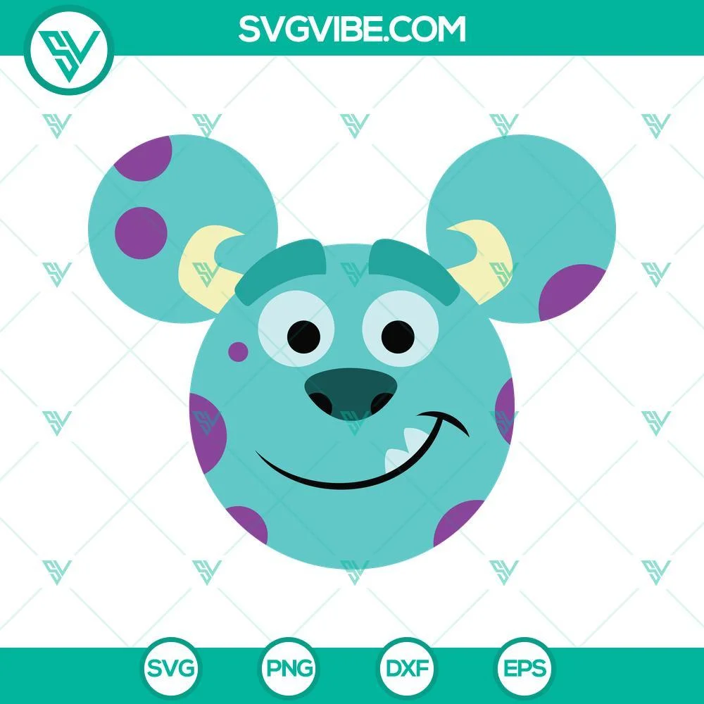 Disney, SVG Files, James P Sullivan SVG File, Sulley Monsters Inc Mouse Ears 1