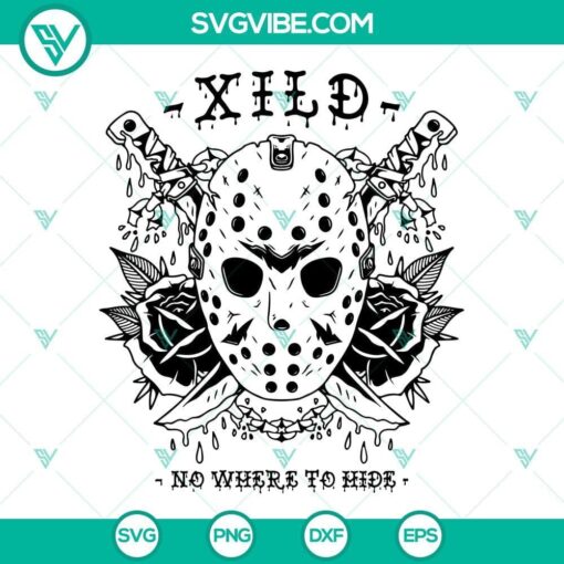 jason voorhees mask flower svg no where to hide svg friday the 13th svg halloween killer svg png dxf eps 2 mockup