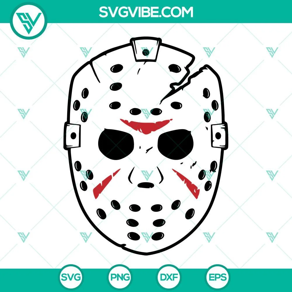 Halloween, Movies, SVG Files, Jason Voorhees Mask SVG Download, Friday The 13th 1