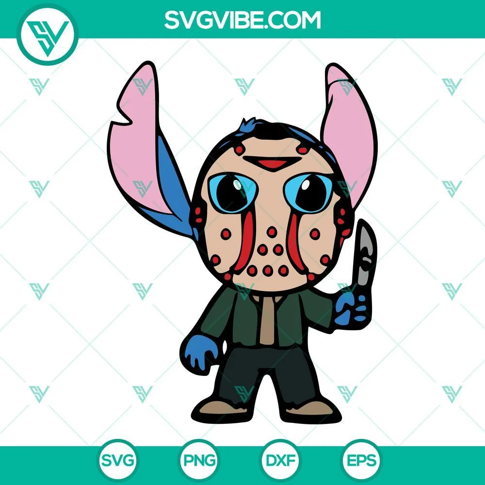 Disney, Halloween, SVG Files, Jason Voorhees Stitch SVG Download, Horror Stitch 1