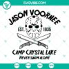 Jason Voorhees SVG design with Friday The 13th and Camp Crystal Lake elements, perfect for horror movie fans.