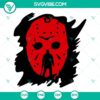Terrifying Jason Voorhees mask SVG design with blood splatter, perfect for Friday The 13th projects. Download SVG files.
