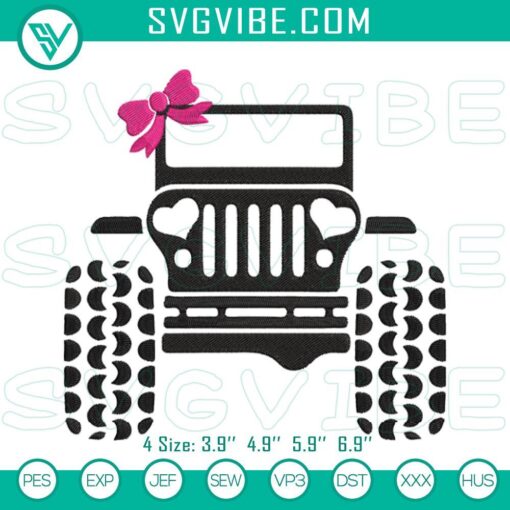 jeep bow embroidery designs 4 4 off road girl machine embroidery files mockup