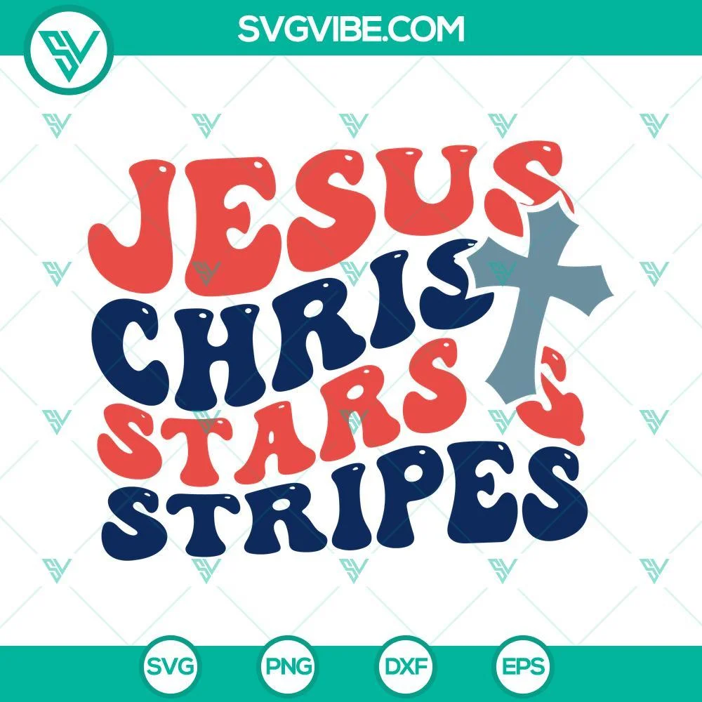 4th Of July, SVG Files, Jesus Christ Stars And Stripes SVG Image, Smiley Face 1