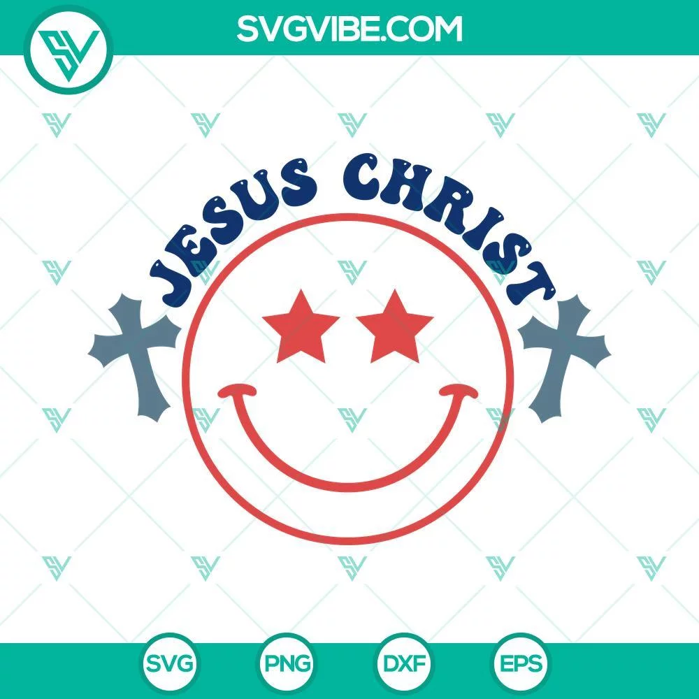 4th Of July, SVG Files, Jesus Christ Stars And Stripes SVG Image, Smiley Face 2