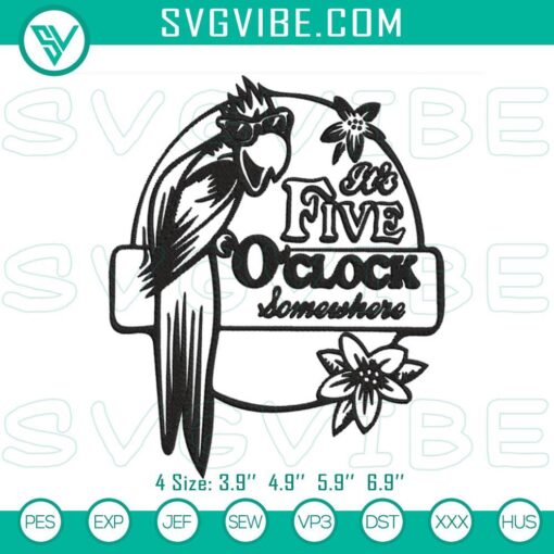 jimmy buffett its five o clock somewhere embroidery design files mockup