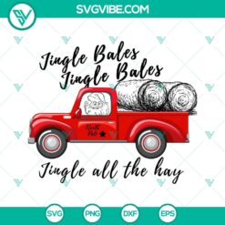 Farm-themed SVG images for farmers titled "Jingle Bales Jingle Bales Jingle All The Hay." Ideal for holiday projects & crafts.