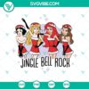 Disney Princesses in Christmas attire with jingle bells, perfect for holiday SVG images.
