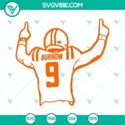 Football, Sports, SVG Files, Joe Burrow 9 SVG Images, Bengals SVG Download, 4