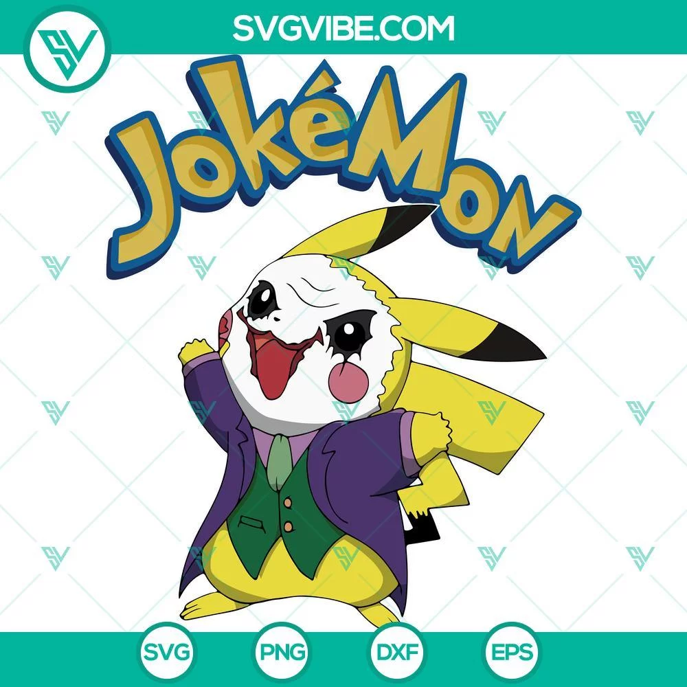 Anime, SVG Files, Joker Pokemon SVG Cricut, Pikachu Joker SVG File PNG DXF EPS 1