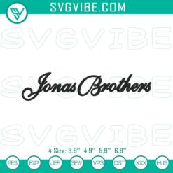 Jonas Brothers embroidery design for music fans, instant digital download - music-themed needlework pattern featuring the band's logo and name.