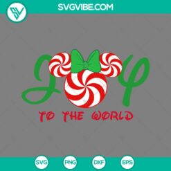 Christmas, Disney, SVG Files, Joy To The World Minnie Christmas Candy SVG File, 2