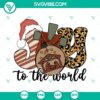 Christian Christmas SVG images with "Joy To The World" and Cross Jesus design, perfect for holiday crafts and decorations.