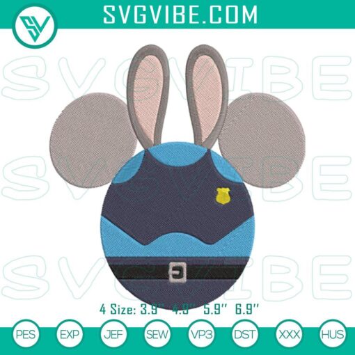 judy hopps mickey mouse ears machine embroidery designs disney zootopia embroidery files mockup