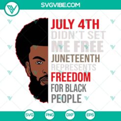Juneteenth-themed July 4th image celebrating freedom, equality, and independence for Black Americans.