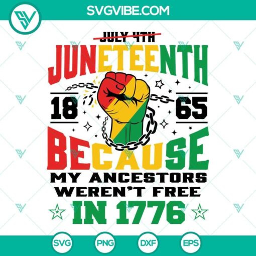 juneteenth 1865 because my ancestors weren t free in 1776 svg png dxf eps cut files for cricut silhouette 5 mockup