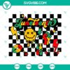 Juneteenth 1865 retro checkered and dripping smiley face SVG files for download, ideal for digital designs and crafts.