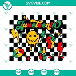 Juneteenth 1865 Retro Checkered SVG Download, Dripping Smiley Face SVG Files,