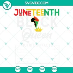 Juneteenth Black Queen Nutrition Facts SVG Download with Juneteenth Black theme, perfect for celebrating Black culture.