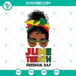 Juneteenth Freedom Day Messy Bun SVG File with Juneteenth-themed design, perfect for celebrations.