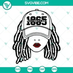 Juneteenth, SVG Files, Juneteenth Girl Locs Hair 1865 SVG Download, Juneteenth 1