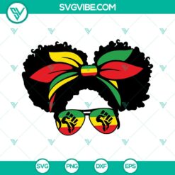 Juneteenth, SVG Files, Juneteenth Girl Messy Bun SVG Files, Black Girl SVG 6