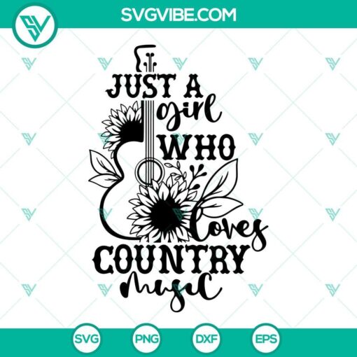 just a girl who loves country music svg guitar sunflower svg western girl svg png dxf eps cricut files 1 mockup