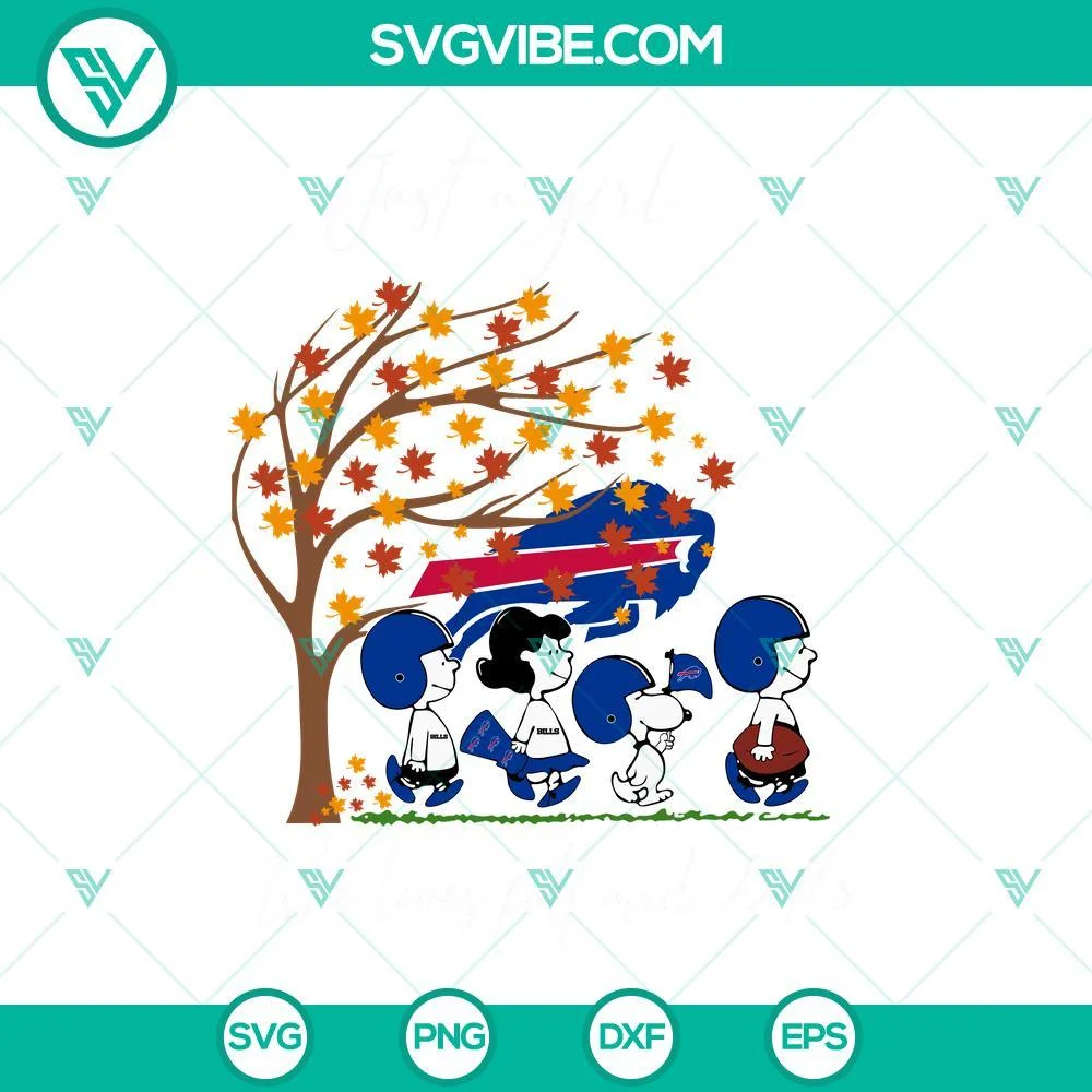 Sports, SVG Files, Just A Girl Who Loves Fall And Buffalo Bills Snoopy SVG File 1