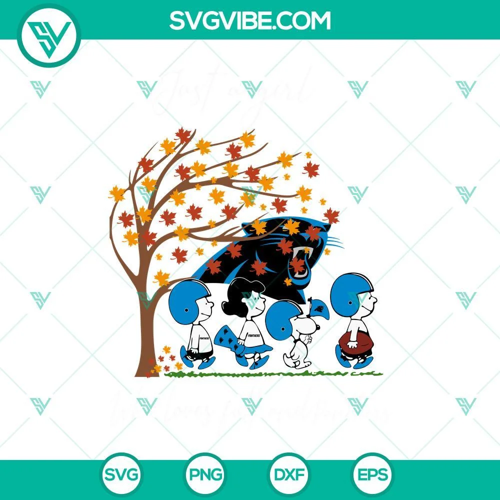 Sports, SVG Files, Just A Girl Who Loves Fall And Carolina Panthers Snoopy SVG 1