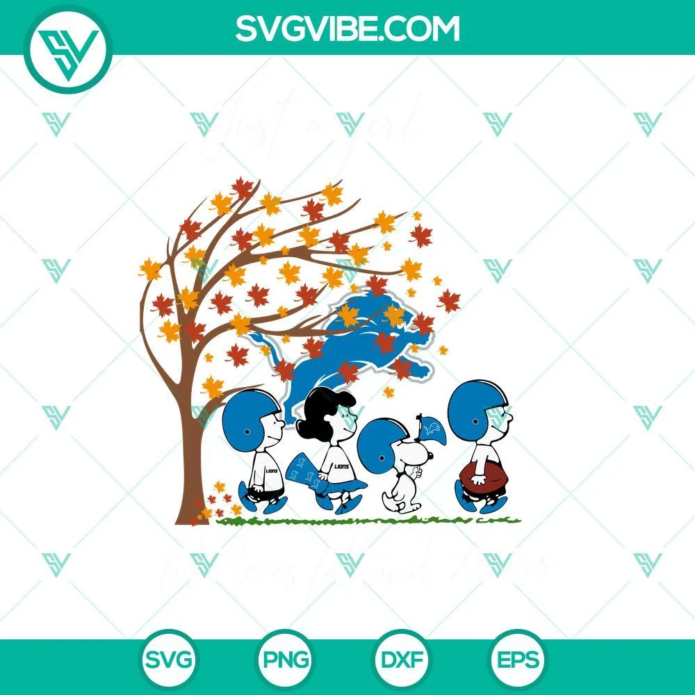 Sports, SVG Files, Just A Girl Who Loves Fall And Detroit Lions Snoopy SVG 1