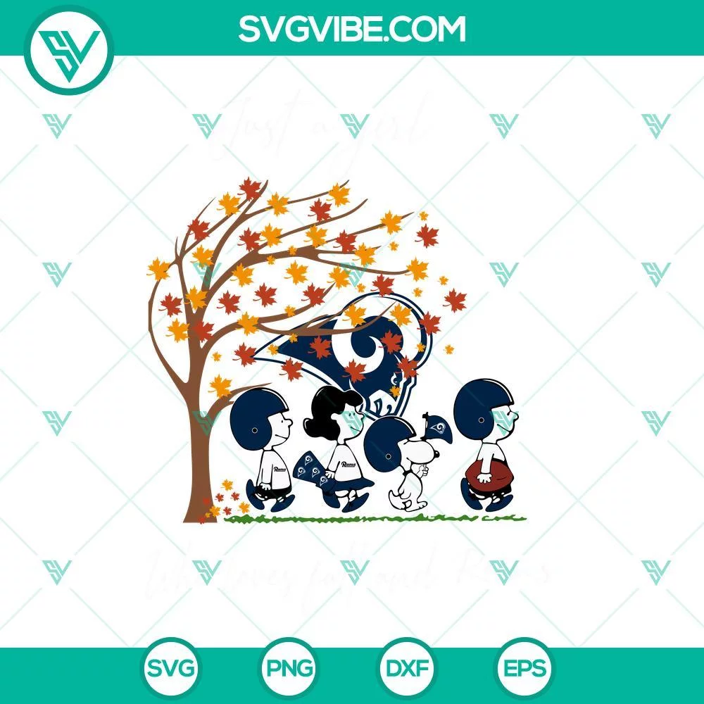 Sports, SVG Files, Just A Girl Who Loves Fall And Los Angeles Rams Snoopy SVG 1