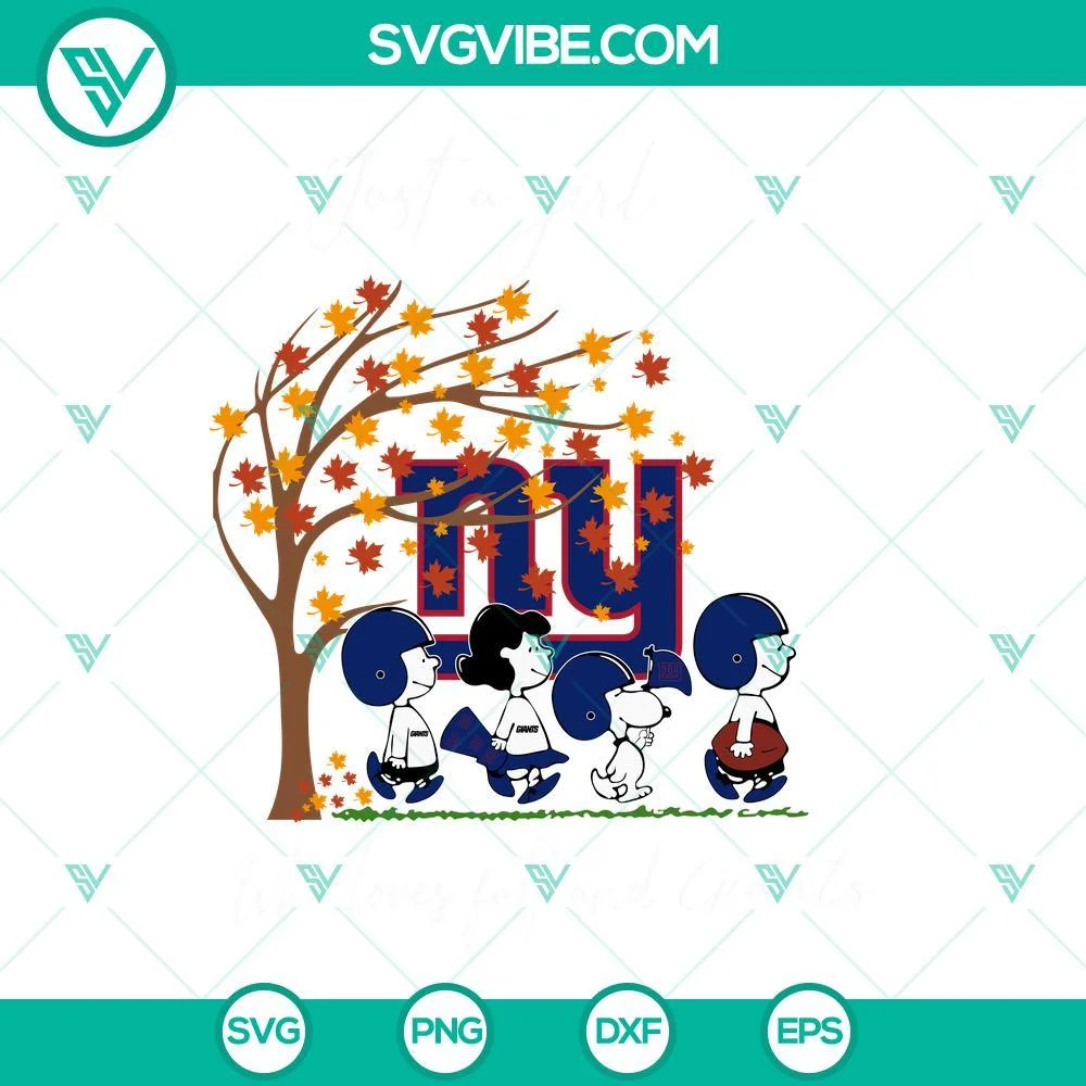 Sports, SVG Files, Just A Girl Who Loves Fall And New York Giants Snoopy SVG 1