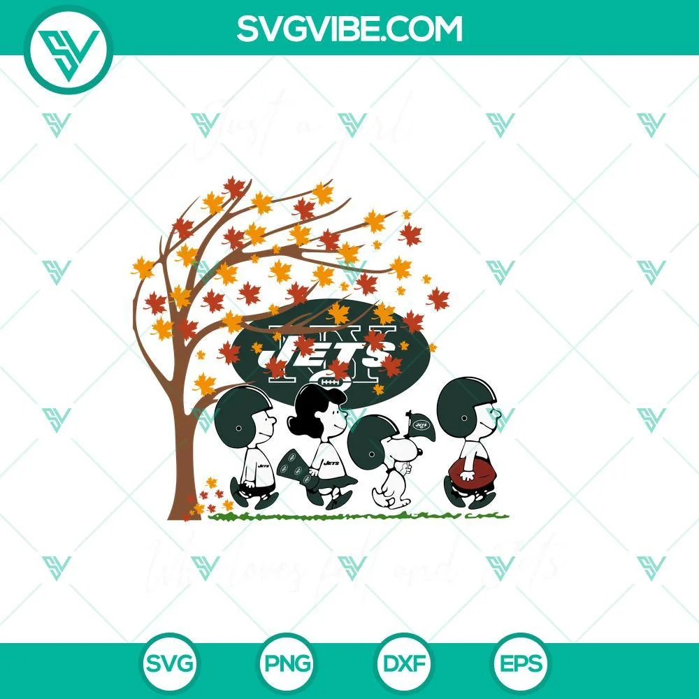 Sports, SVG Files, Just A Girl Who Loves Fall And New York Jets Snoopy SVG 1