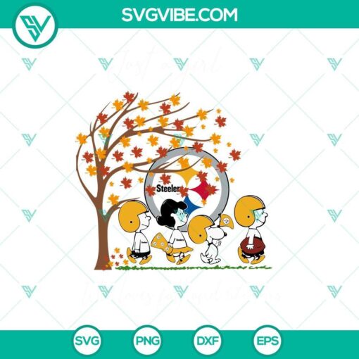 just a girl who loves fall and pittsburgh steelers snoopy svg png dxf eps files 2 mockup