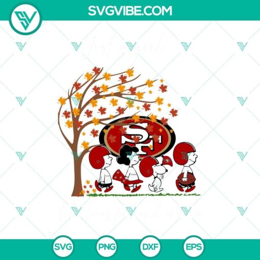 just a girl who loves fall and san francisco 49ers snoopy svg png dxf eps files 1 mockup