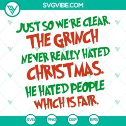 Christmas, SVG Files, Just So We’re Clear The Grinch SVG Image, Grinch He 22