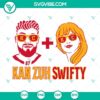 Travis Kelce and Taylor Swift collaboration SVG files for download with Kan Zuh Swifty theme in PNG, DXF, and EPS formats.