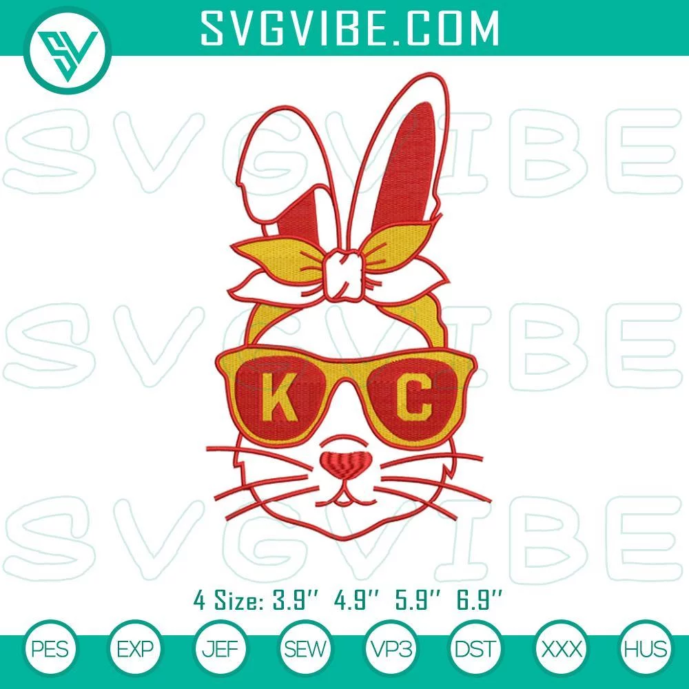 kansas city chiefs bunny easter embroidery pattern bunny chiefs nfl machine embroidery design file mockup