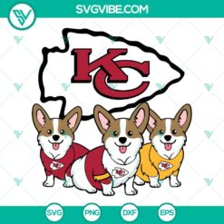 Kansas City Chiefs Corgi SVG Files, Cute Chiefs SVG File, Football Dog SVG File