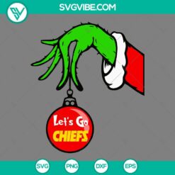 Christmas, Sports, SVG Files, Kansas City Chiefs Grinch Hand With Ornament SVG 24