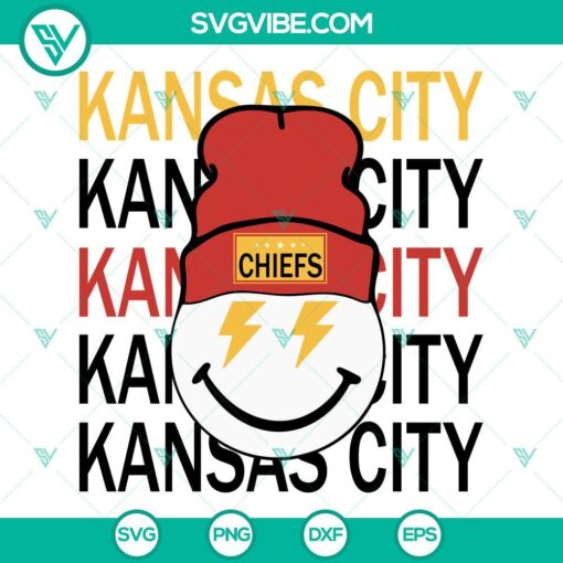 kansas city chiefs smiley face beanie svg kansas city football svg png dxf eps digital file 8 mockup