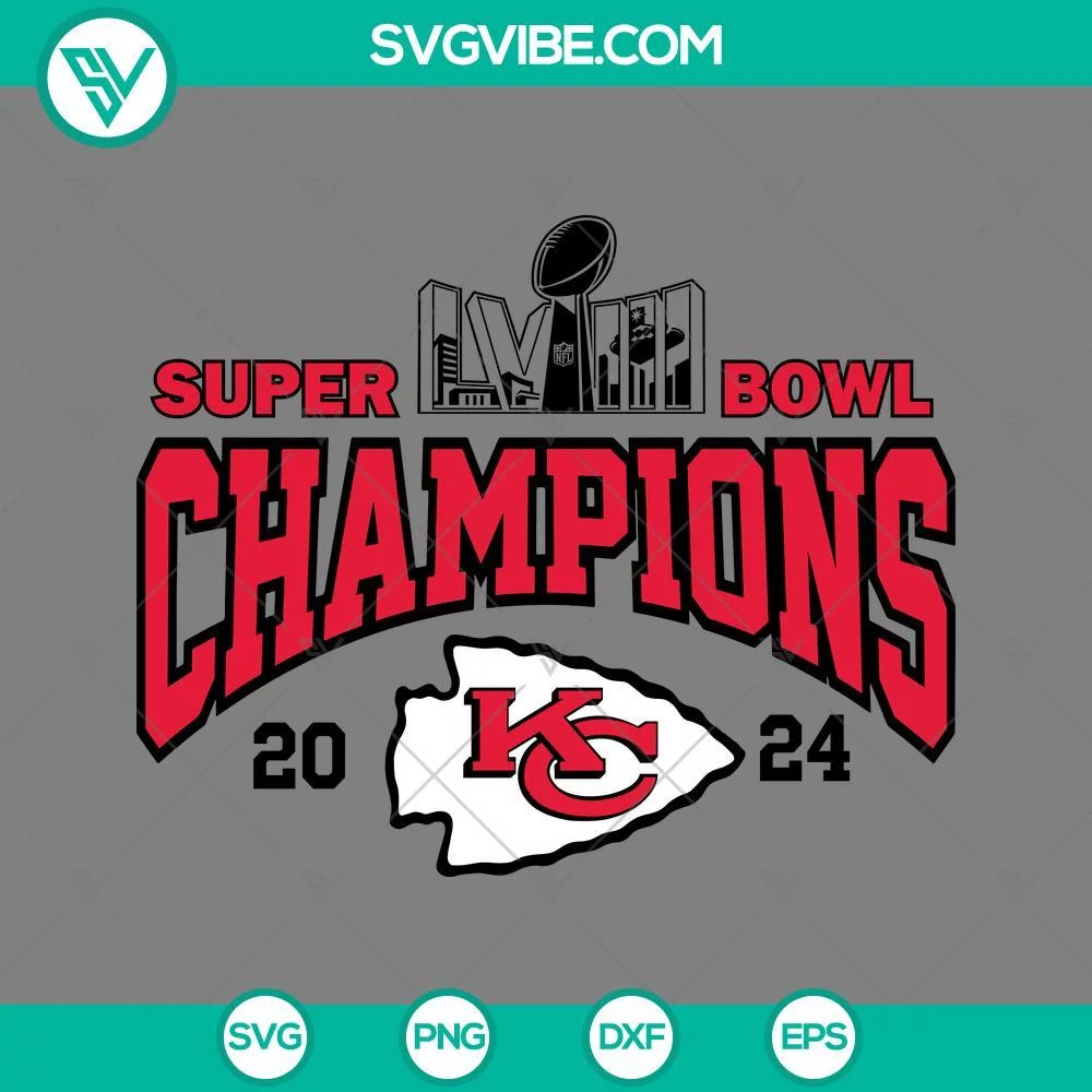 Football, Sports, SVG Files, Kansas City Chiefs Super Bowl LVIII Champions SVG 1