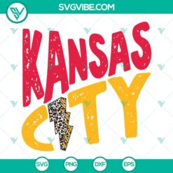 Kansas City Leopard Lightning Bolt SVG with Kansas City skyline and leopard print design, available in SVG, PNG, and DXF formats.