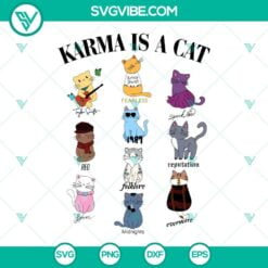 Musics, SVG Files, Karma Is A Cat SVG File, Taylor Cat SVG Images, Swiftie Cat 18