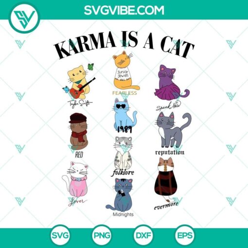 karma is a cat svg taylor cat svg swiftie cat svg the era tour svg midnights album svg 5 mockup