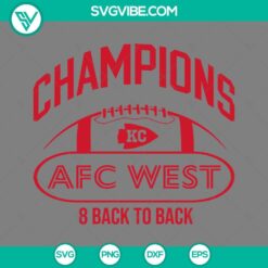 Football, Sports, SVG Files, Kc Chiefs Afc West Champions SVG Download, KC 4