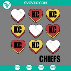 Football, Sports, SVG Files, Kc Chiefs Hearts SVG File, Kansas City Chiefs 2