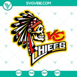 Football, Sports, SVG Files, KC Chiefs Native American Skull SVG Files, NFL 2