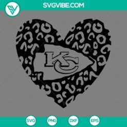 Kc Chiefs Strong SVG Download, Kansas City Chiefs SVG File, Chiefs Leopard Heart SVG Image