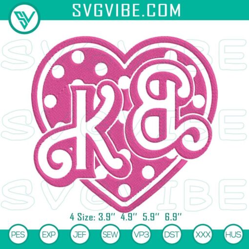 ken barbie pink heart embroidery design files mockup